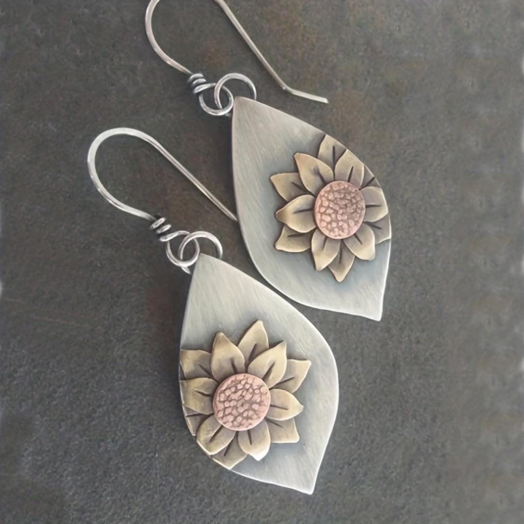 Pendientes Girasoles En Plata