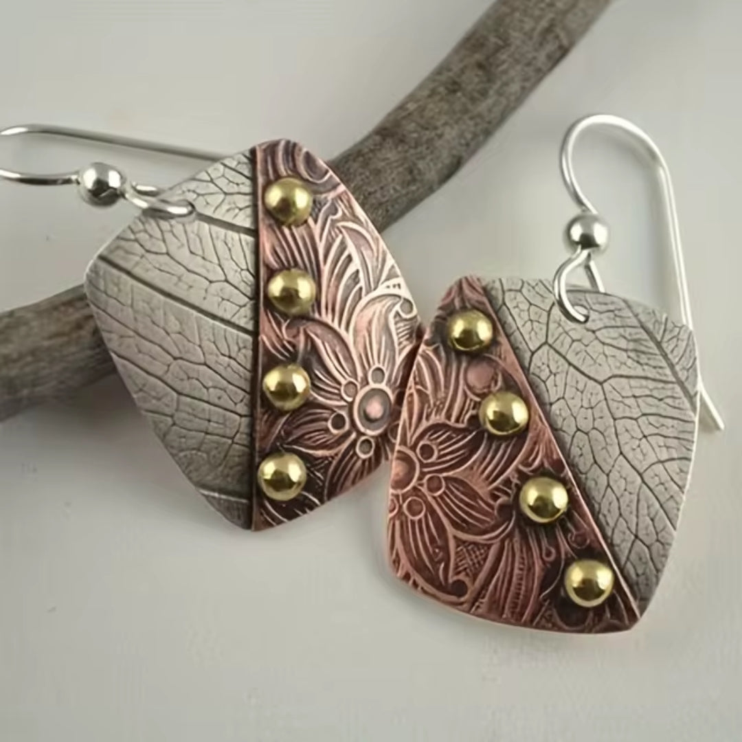 Pendientes Cuadrados en Plata y Oro Vintage