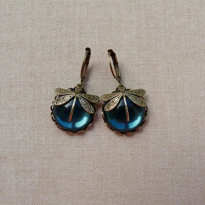 Pendientes de Libélula con Cristal en Oro Antiguo