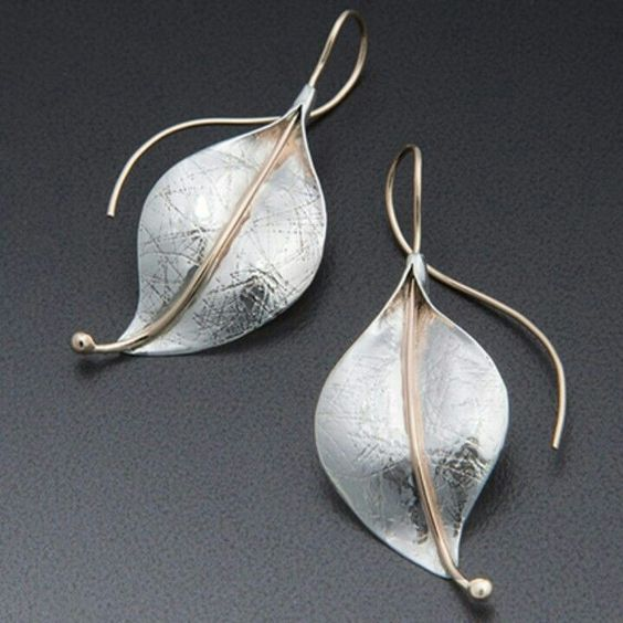 Pendientes Hoja Plateada y Dorada Vintage
