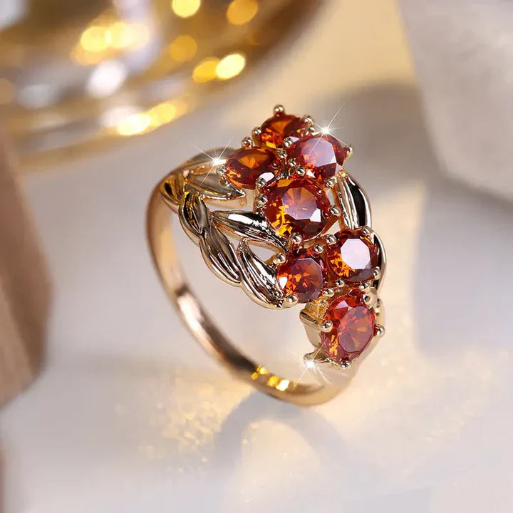 Anillo Cristalino Rojo Vintage
